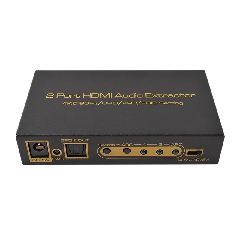 2 порта 4K@ 60 Гц 18 Гбит/с 4: 4: 4 HDR ARC HDMI переключатель с оптическим SPDIF и RCA L/R аудио выход, 2 в 1 выход HDMI аудио экстрактор Switc