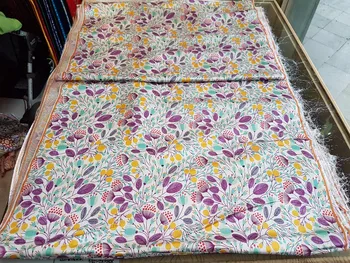 

chenxiang fabric china plain print soft silk brocade white back with purple leaf and yellow fruit 2017 new pattern