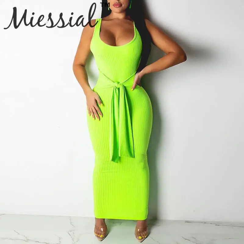 

Miessial Neon color knitted bodycon dress Women winter elegant green dress Female sexy plus size party night club dress vestidos
