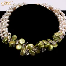 JYX, классические ювелирные изделия, Bqroque, зеленые ожерелья с натуральным жемчугом, колье с жемчугом, 8*10 м, ожерелье с пресноводным жемчугом, 17 дюймов, изумительное
