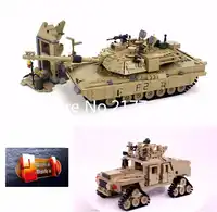 KAZI 10000 Military Technic Series the M1A2 Abrams Main Battle Tank model Building Block Classic 2 in 1 Toys for children