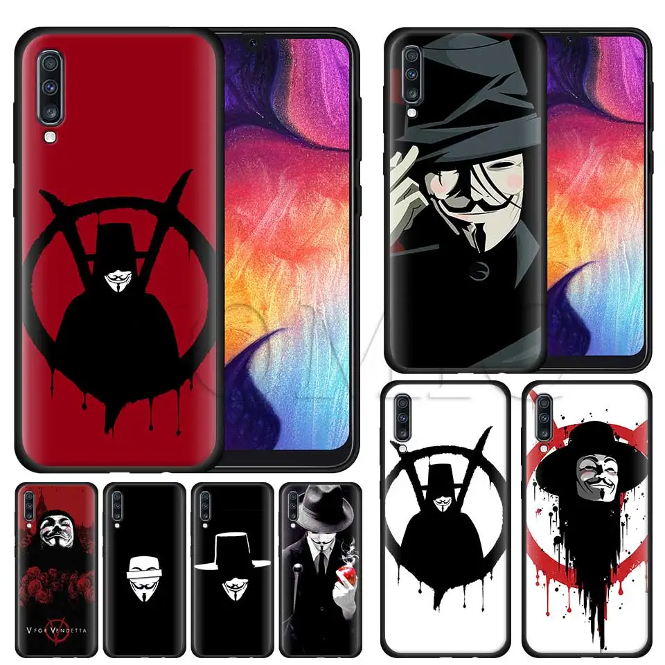 

V for Vendetta Silicone Soft Case for Samsung Galaxy A50 A40 A70 A30 A20 A80 A6 A7 A8 Plus A9 2018 Black Case Coque
