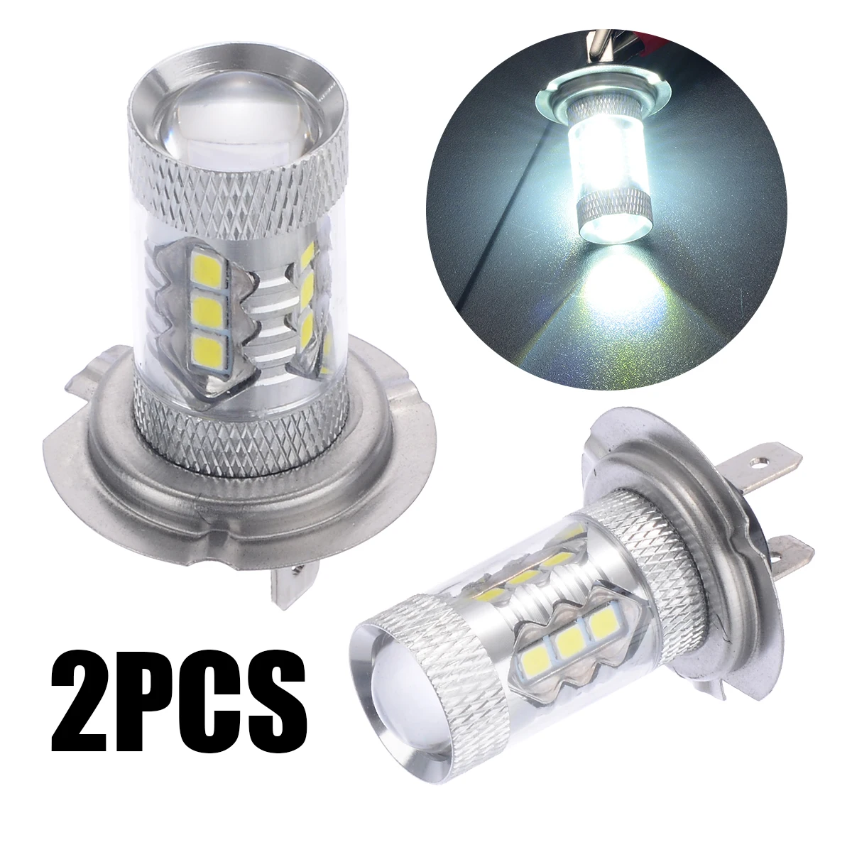 

Universal 2pcs 80W H7 LED Headlight Fog Driving Light Canbus White Day-time Running Turn Signal Lamp 6500K 600LM