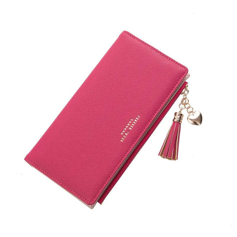 Ladies Leather Wallets Long Pink Purse Fashion Red Wallet Cute Coin Pocket Women Luxury Female ...