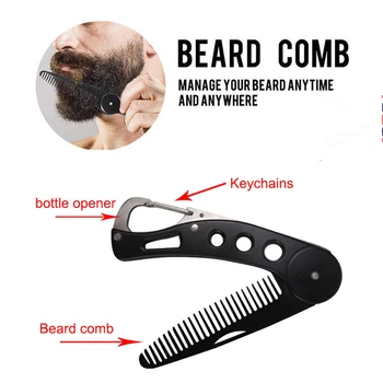 

Folding Hair Brush Comb Stainless Steel Beard Straightener Can be Used as Beer Lid Keychain Portable Shaping Trim Styling Tools