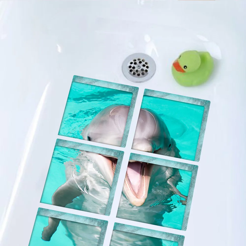 3D креативный стерео аквариум Дельфин постер для ванной водонепроницаемый пол