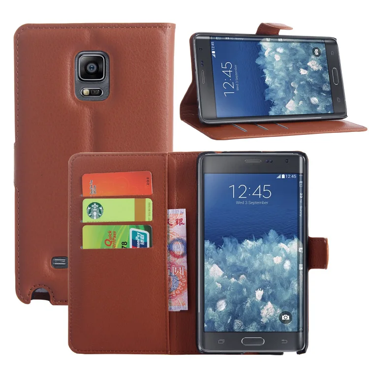 

for Samsung Galaxy Note Edge N9150 Flip Leather Case Wallet Card Stent Cases Lichee Pattern Protect Cover black 9150 SM N915