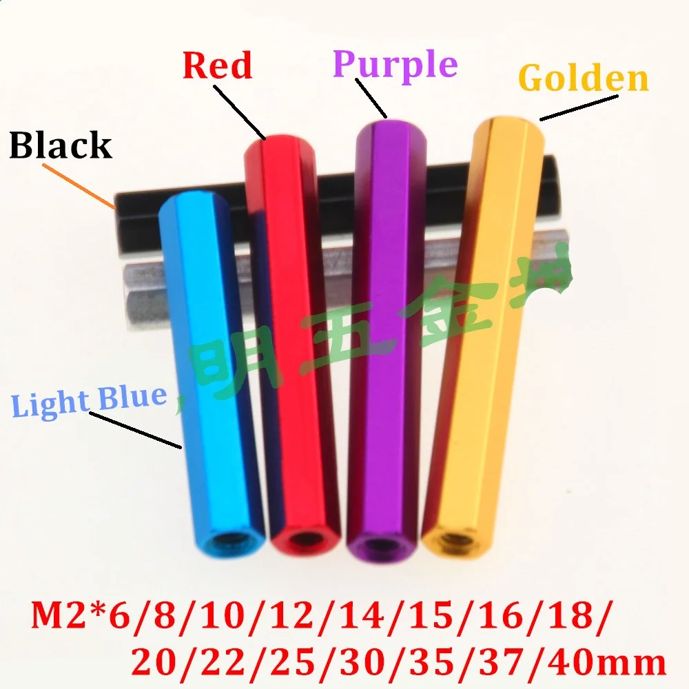 

10pcs M2 aluminum standoffs M2*6/8/10/12/15/18/20/22/25/30/35/37/40mm OD=4mm Aluminum Hex Standoff spacer Screws for RC Parts