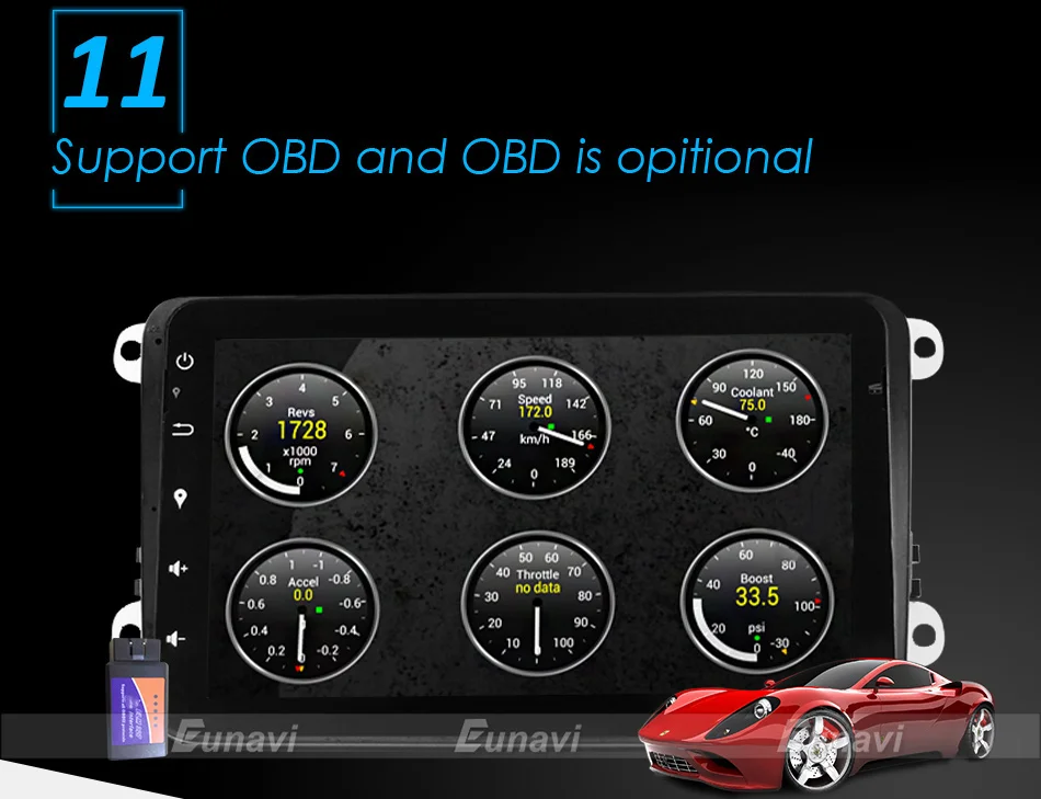 Eunavi 2 din 8 ''Android 9,0 Восьмиядерный автомобильный dvd-плеер gps Navi для VW Golf MK6 5 Polo Jetta Tiguan Passat B6 5 CC Skoda Touran