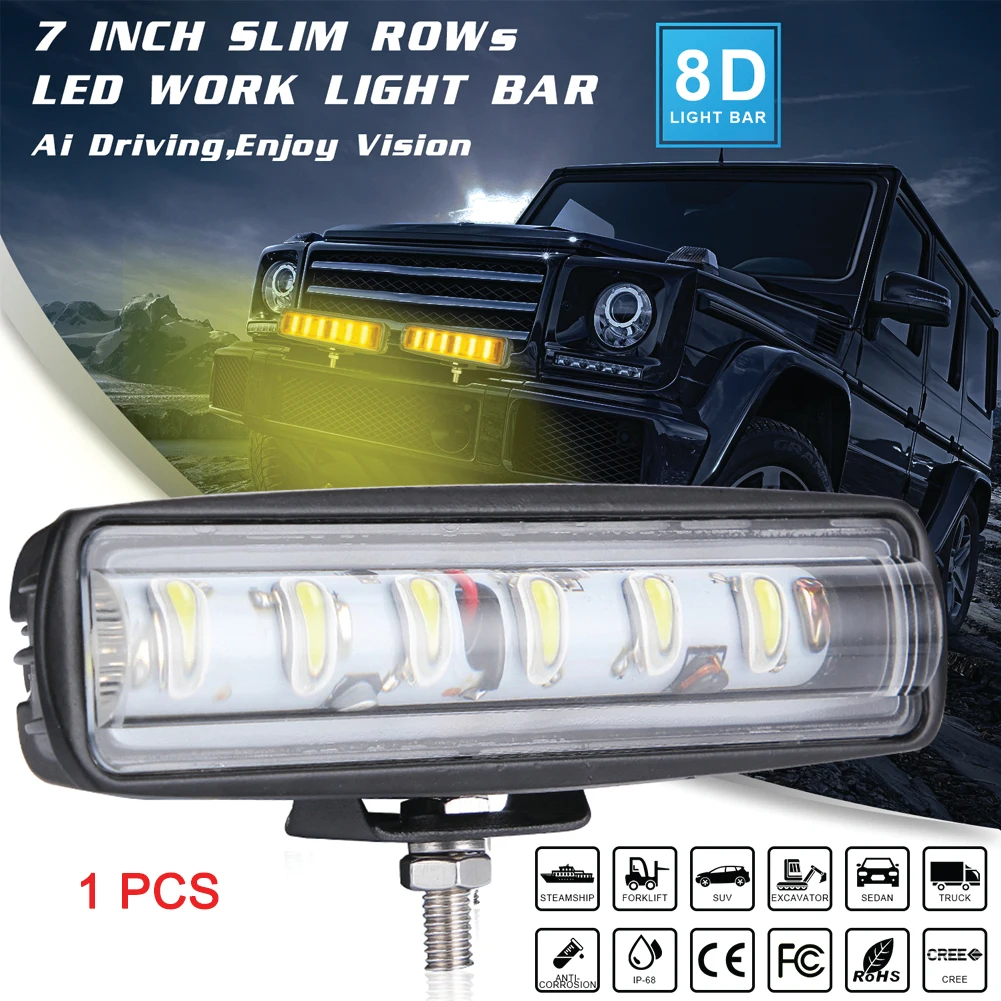 

LumiParty 90W 6Inch Convex Lens 6LED Working Light 12V24V 4x4 Automobile LED Light Bar Car Accessories Lamp Lights