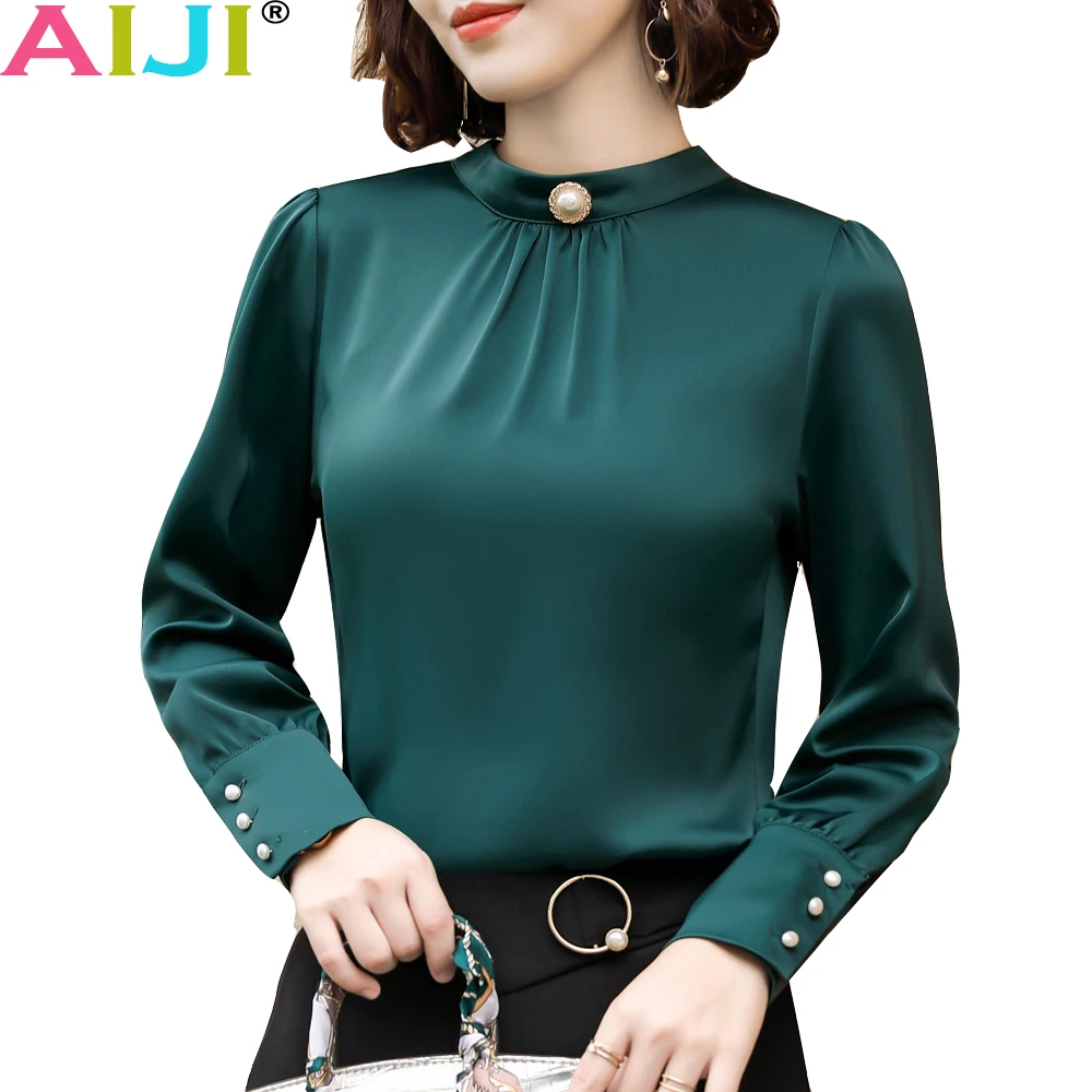 Good quality elegant casual chiffon blouses women autumn OL fashion