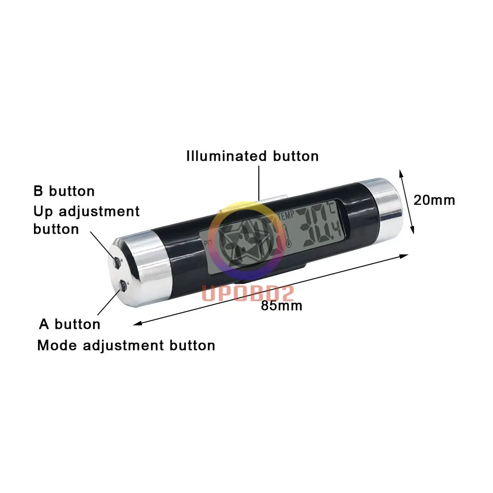 Цифровой термометр для автомобиля, цифровые ЖК-часы, цифровой термометр для автомобиля, наружный термометр, 2 в 1, светодиодный цифровой термометр для автомобиля