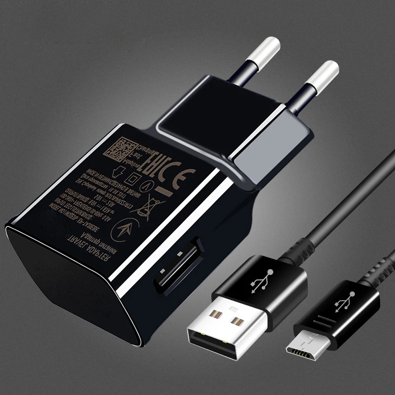 Адаптивная Быстрая зарядка USB настенное зарядное устройство комплект USB-C кабель для samsung Galaxy S10 S8 S9+ Note 8 9 A10 A20 A30 A40 A50 A60 A70 - Тип штекера: Plug and Cable