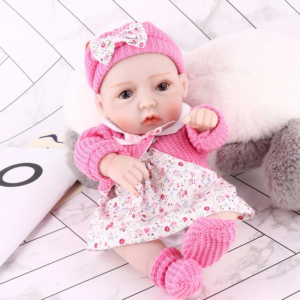 NPK 11 дюймов Reborn Baby Dolls полная силиконовая виниловая детская игрушка подарок на день рождения розовое платье принцесса девочка кукла ручной