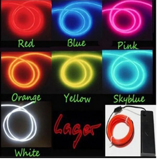 5M 3V Flexible Neon Light Glow EL Wire Rope tape Cable Strip LED Neon Lights Shoes
