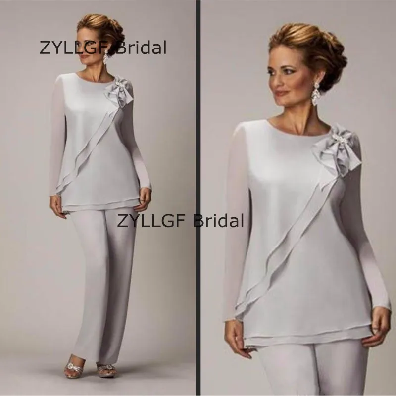 ZYLLGF Bridal New Mother Of The Bride Pant Suits Two Piece Chiffon ...