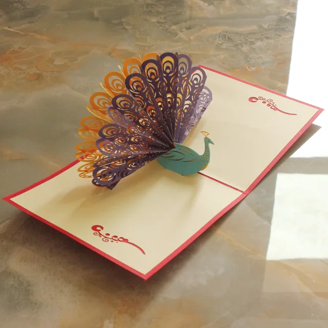 3d three dimensional greeting cards business greeting cards peacock diy