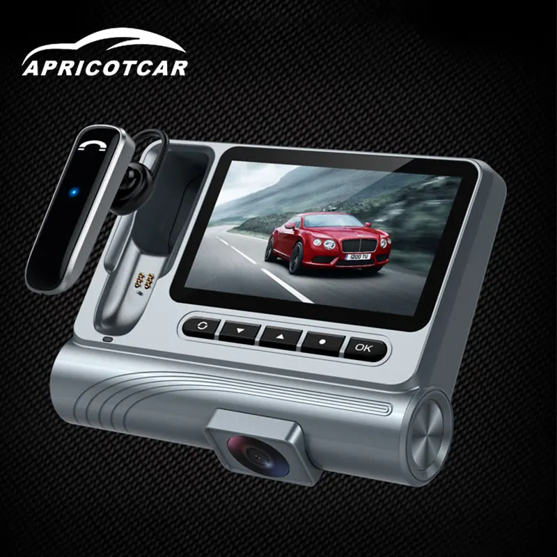 

3" HD Screen Display Hidden Driving Recorder Dash Camera Cam DVR Hands-free Bluetooth Headset Night Vision Wide Angle CAR DVR