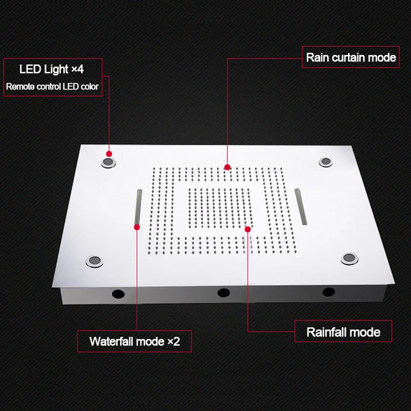 Bathroom Big LED Shower Heads Remote Control LED Light Showers Ceiling Embedded Rainfall,Waterfall and Water Curtain Showerhead Bathroom Big LED Shower Heads Remote Control LED Light Showers Ceiling Embedded Rainfall,Waterfall and Water Curtain Showerhead