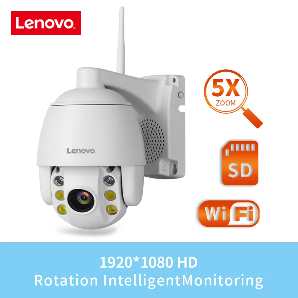 Lenovo Mini 2 5 дюймовый PTZ купольная скоростная Wi Fi IP камера 1080P Открытый 5X зум/4 мм