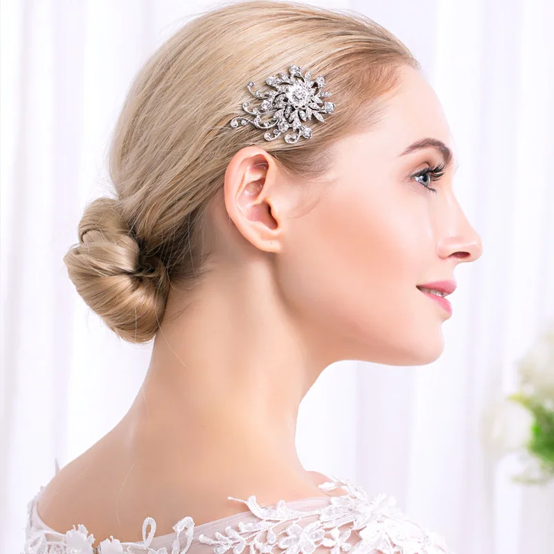 Женская серебряная расческа для волос SSYFashion украшение из сплава с инкрустацией