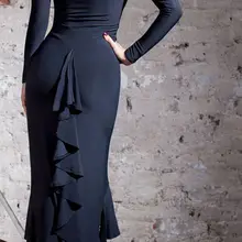 Черный костюм для латинских танцев, сексуальное платье с длинными рукавами для танго, сальсы, рамбы, латинский танец самба, платье для женщин, платья для латинских танцев