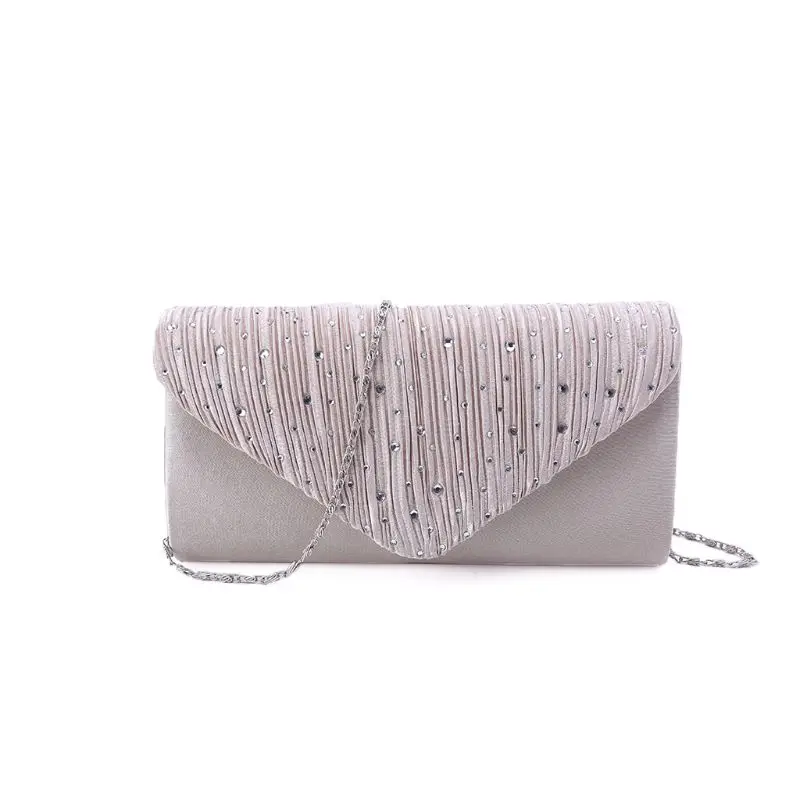 

Rhinestone Satin Frosted Evening Clutch Bag Handbag Purse Crossbody Bag for Women Ladies Wedding Party Festival Decor 2019
