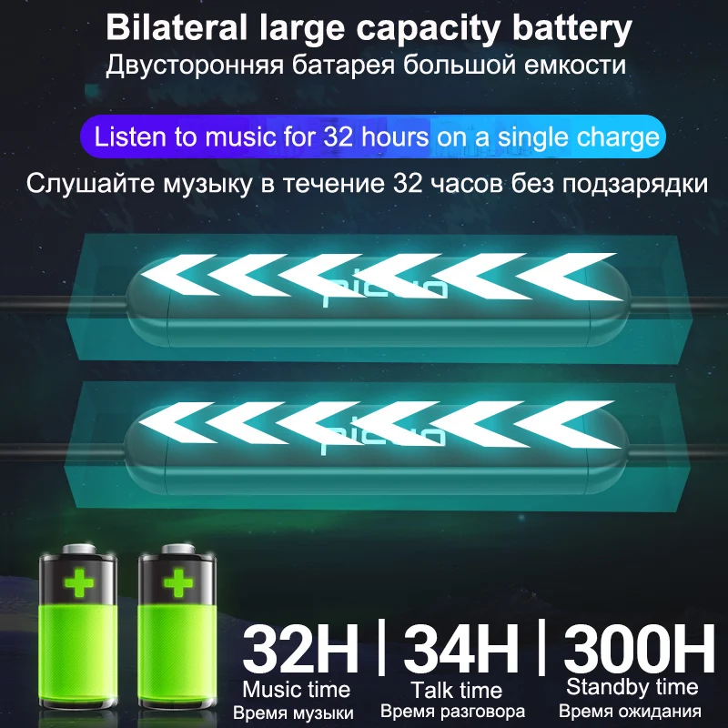 Спортивные Беспроводные Bluetooth наушники светящиеся для мобильных телефонов