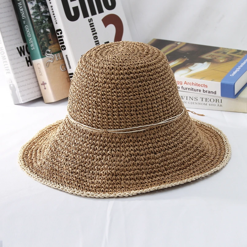 GEMVIE 2019 جديد الأزياء قبعة بحافة واسعة حافة قبعة الشمس للنساء قبعة صيفية المنسوجة قبعة قش قابلة للطي السيدات عطلة شاطئ كاب GEMVIE 2019 جديد الأزياء قبعة بحافة واسعة حافة قبعة الشمس للنساء قبعة صيفية المنسوجة قبعة قش قابلة للطي السيدات عطلة شاطئ كاب