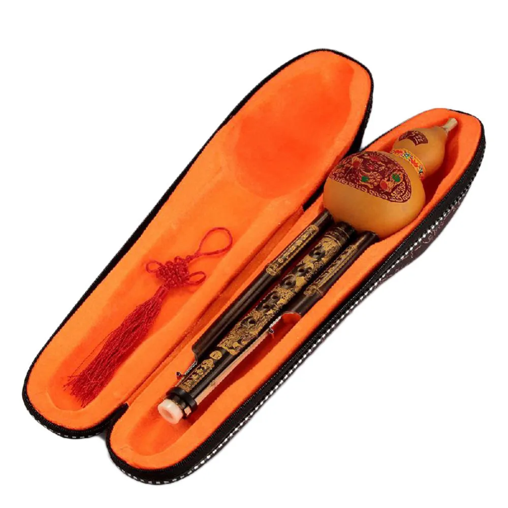 

Chinese Hulusi 3 Octaves Black Bamboo Gourd Cucurbit Flute C/Bb Key Yunnan Ethnic Instrument with Gift Box