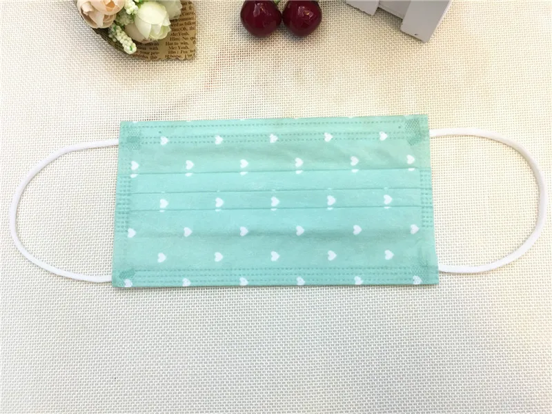 3 Layers non-woven printing disposable mask dustproof anti fog haze tail gas prevention ear hanging respirator (13)