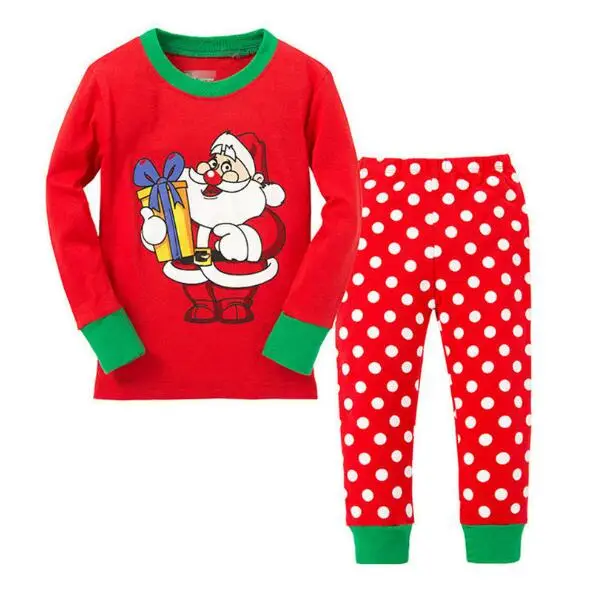 Новые рождественские детские пижамные комплекты из 2 предметов Одежда для мальчиков и девочек футболка с длинными рукавами и рисунком+ штаны, QW13 - Цвет: 12