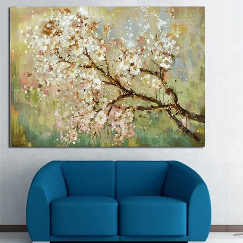 

Large Abstract Plum Flowers Oil Painting Hand Painted Acrylic Floral Paintings on Canvas Modern Knife Wall Decor Art Pictures