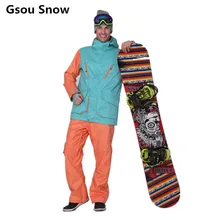 Hot 2016 invierno gsou snow mens de la marca de esquí chaqueta y pantalones de snowboard traje de esquí de los hombres chaqueta de esquí caliente hombre esqui