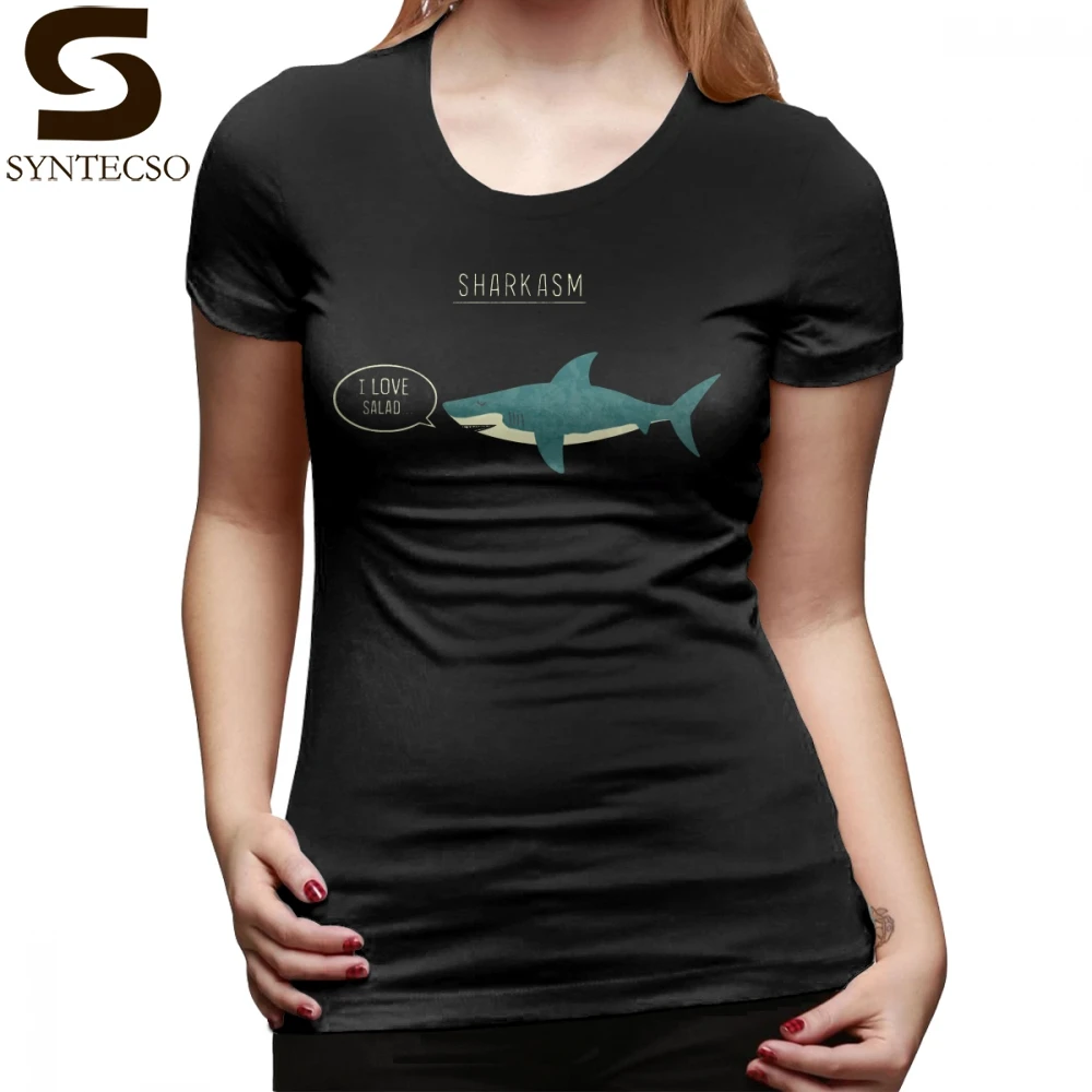 

Shark T-Shirt Sharkasm T Shirt Orange Short-Sleeve Women tshirt Graphic Oversize O Neck New Fashion Ladies Tee Shirt