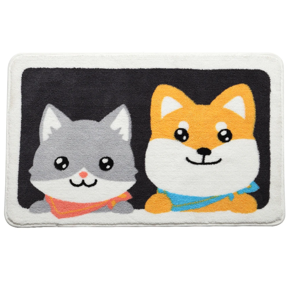 Мультфильм собака Мягкий Лохматый плюшевый коврик для ванной Сильный впитывающий Быстрый день туалет ванная комната коврик TPR Нескользящая машина моющийся коврик для пола