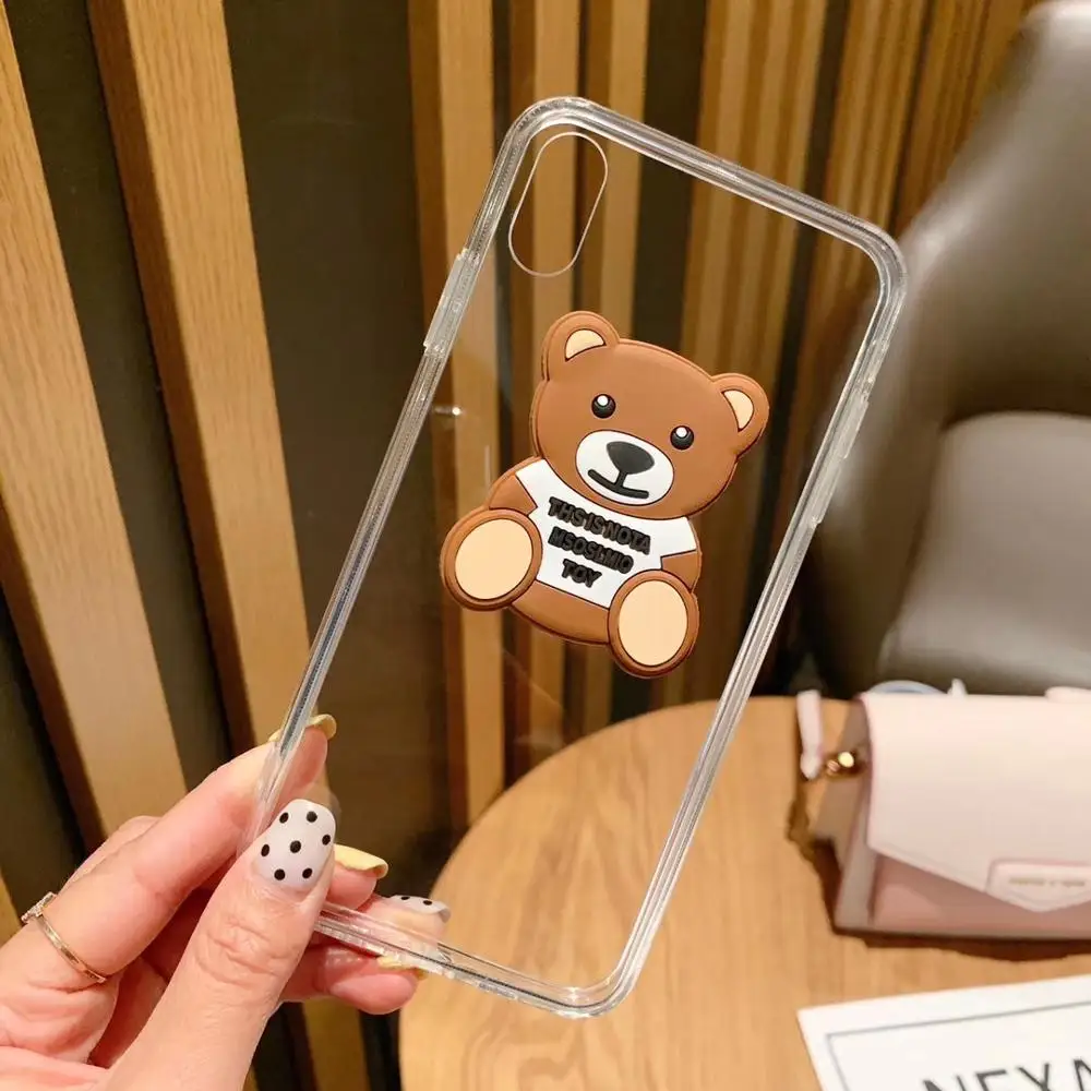 Transparent Cellphone Case For Apple iphone 6 6s 7 8 Plus X XR XS MAX Bear Back Cover 6plus 7plus 8plus XSMax Acrylic Clean case | Мобильные