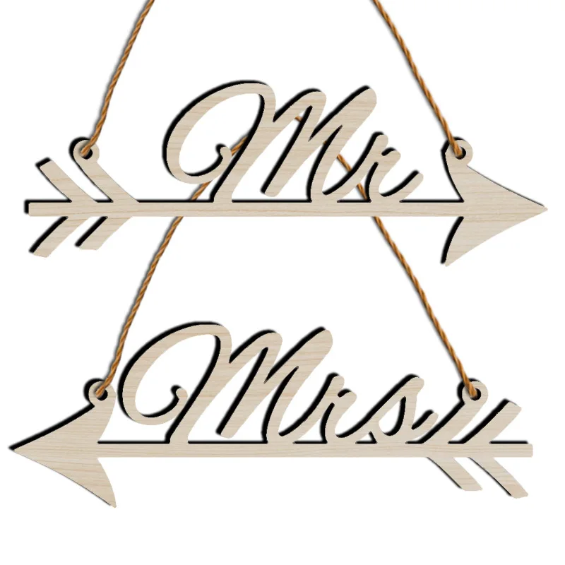 

1Pair Mr & Mrs Arrow Signs Wedding Party Chair Decoration Photography Prop Rustic Wood Wedding Sign Decorations Favors