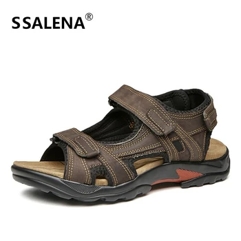 

Men Anti-Slip Open Toe Sandals Male Breathable Leather Gladiator Soft Shoes Men Roman Slippers Plus Size EU38-48 AA51618