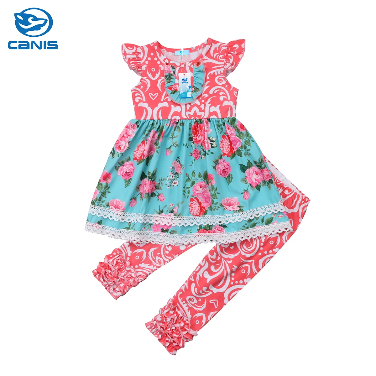 

2018 Brand New Infant Toddler Child Kids Baby Girl Flutter Sleeve Floral Jumpsuit Romper Pants 2Pcs Sets Clothes Summer Outfits