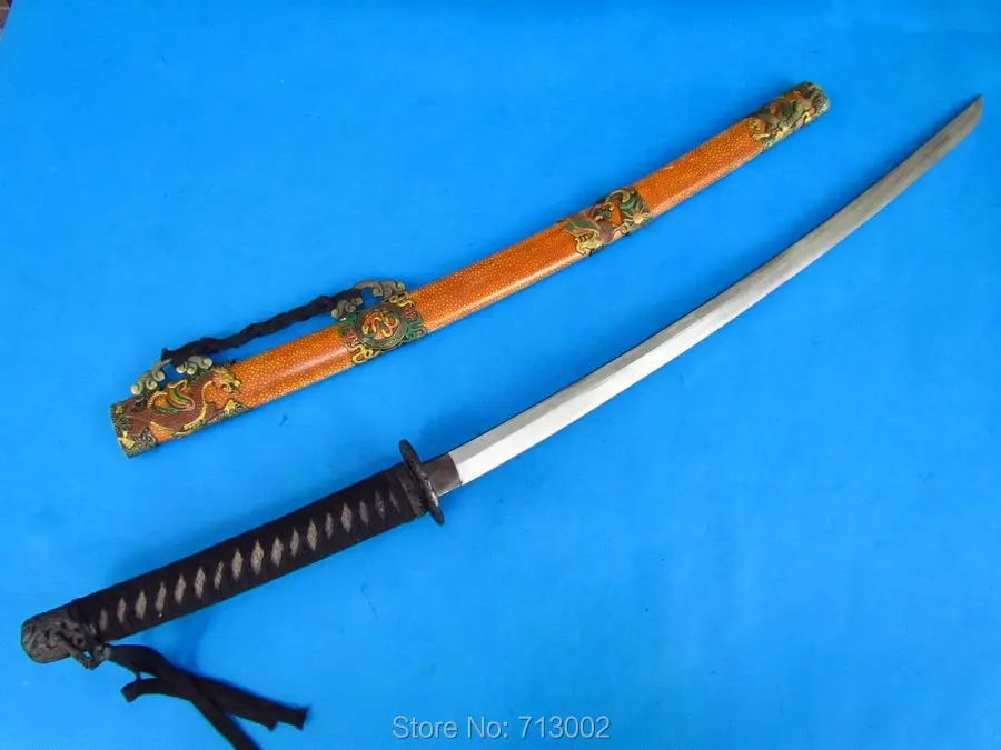Japanese Katana Samurai Sword Folded Steel Blade Dragon Phoenix Lacquer