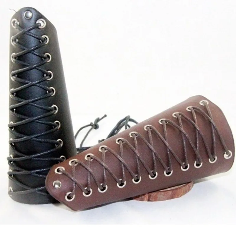 

Punk Genuine Leather Wrist Guard Bracer Cross String Arm Bracer Warrior Armband Gothic Cuff Armguards Vambraces