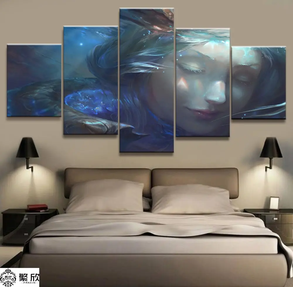 

5 Panel LOL League of Legends Lux Game Canvas Printed Painting For Living Room Wall Art Home Decor HD Picture Artworks Poster