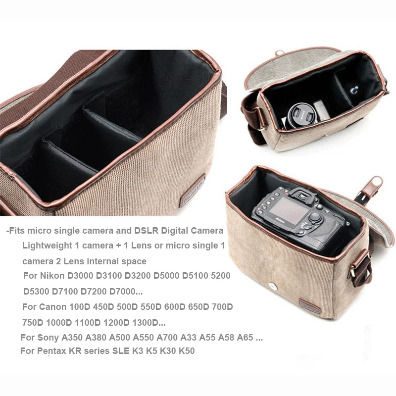 Najtaniej Płótno podróżna na ramię torba na aparat fotograficzny Case dla DSLR Canon EOS 1200D 100D 450D 500D 550D 600D 650D 700D 750D 77D 7D 1000D 1100D 1300D