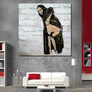 

Artist Graffiti Funny Mona Lisa Canvas Painting Print Living Room Home Decoration Modern Wall Art Oil Painting Poster Pictures
