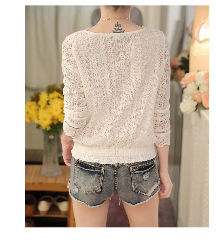 MSSNNG 2018 hot sale new arrival Spring and autumn Korean fashion women blouse V neck long sleeve slim lace female shirt  (11)