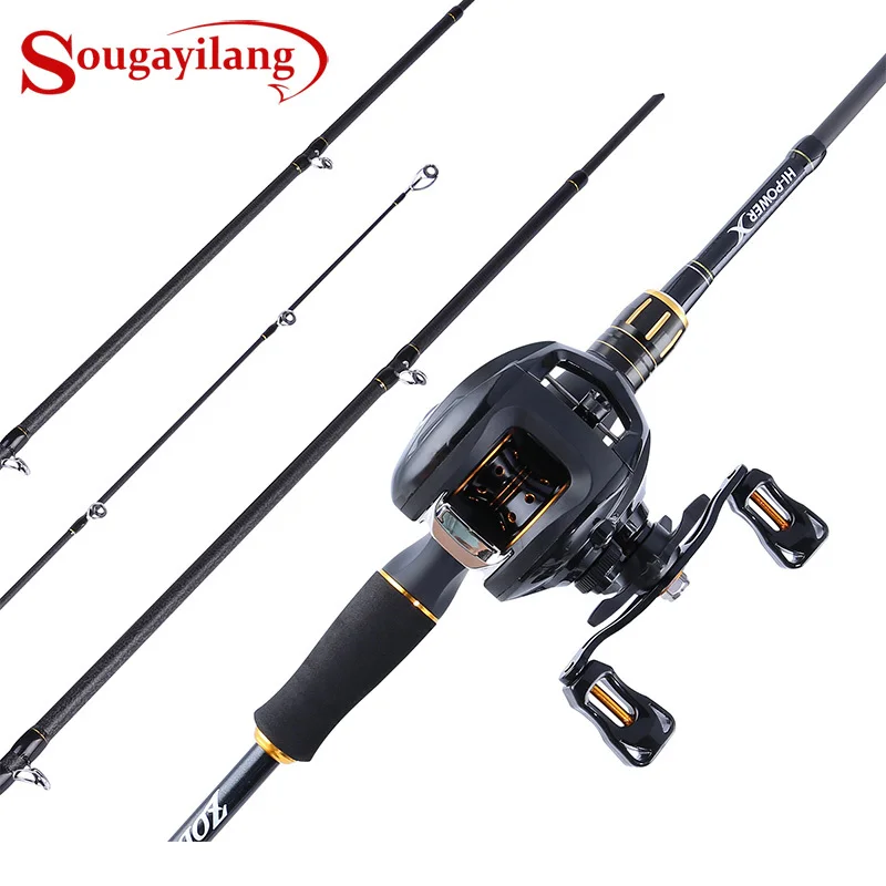 

Sougayilang 4 Section Lure Fishing Rod and 12+1BB Fishing Reel Wheel Portable Travel Fishing Rod Casting Fishing Rod Combo