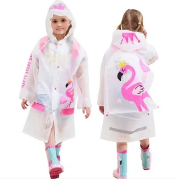 

Girl Waterproof Rain Coats Cartoon Animal Style Kids Raincoat Boy Rainwear EVA Transparent Fashion Raincoats With School Bags