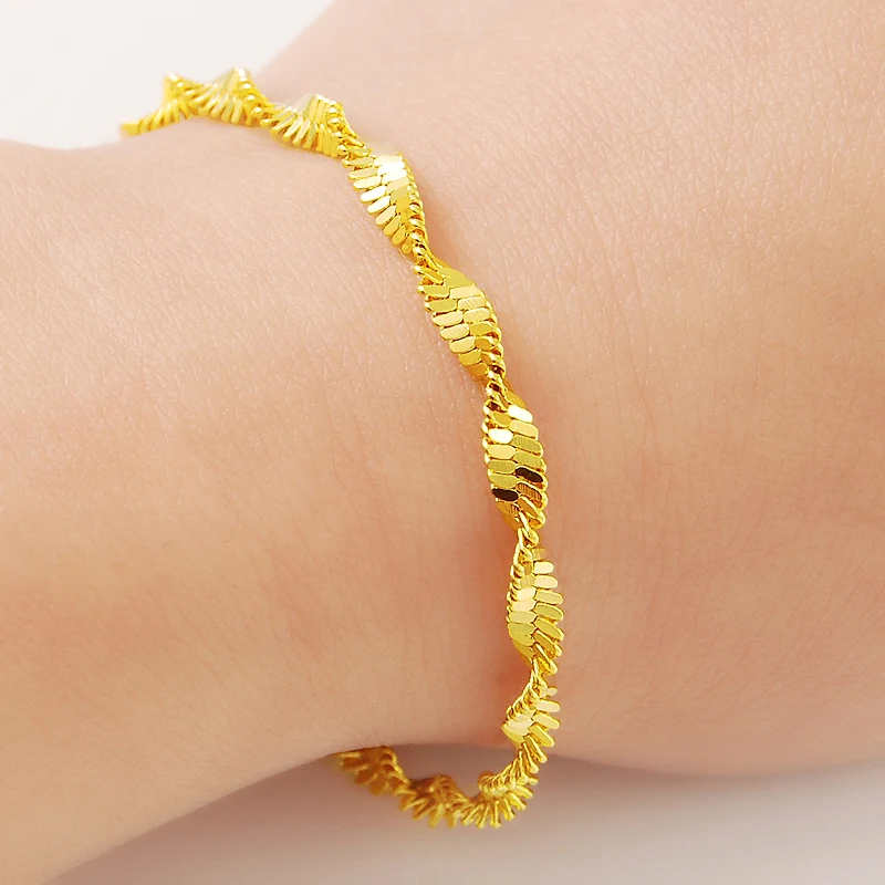 wholesale gold GP 3MM Width men's bracelet / bangle 19CM,Fashion pure Gold color men's Jewelry