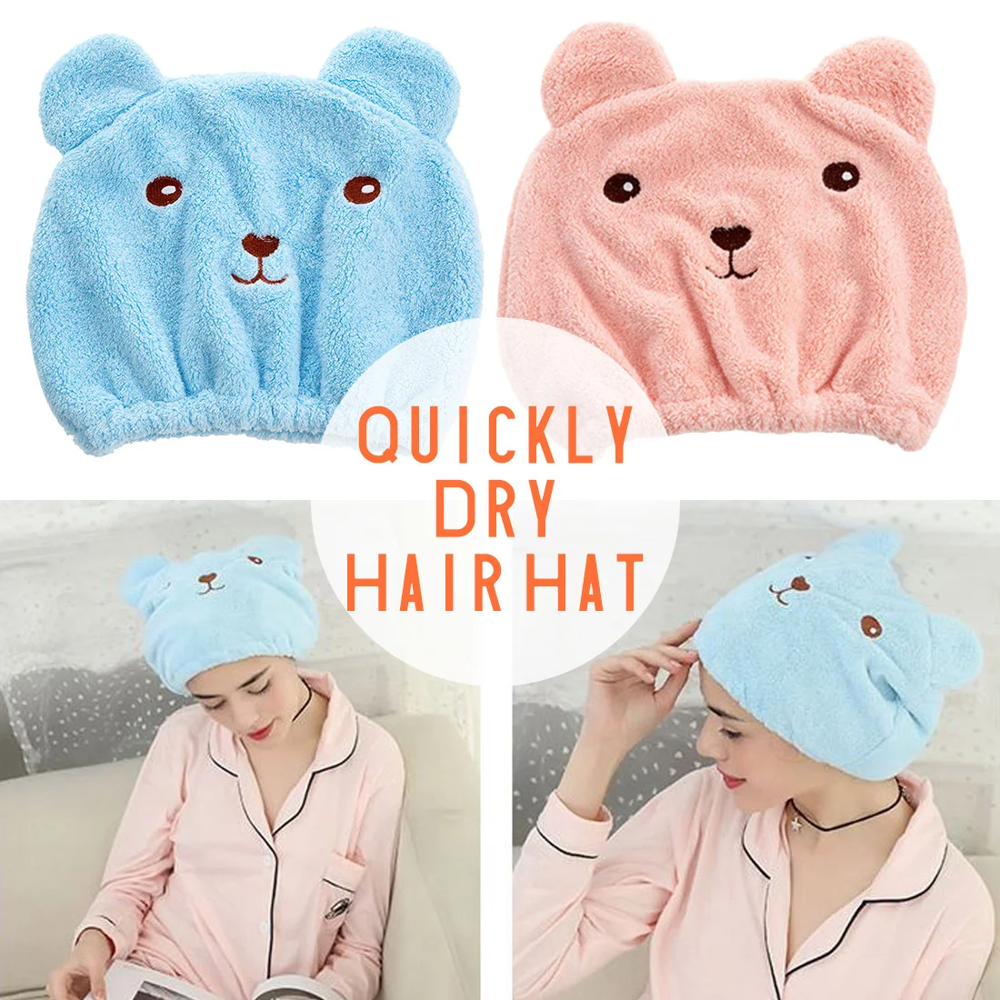 Bath Accessories Cute Bear Shower Cap For Hair Wrapped Towels Microfiber Shower Hats Bath Caps Superfine Quickly Dry Hair Cap Bath Accessories Cute Bear Shower Cap For Hair Wrapped Towels Microfiber Shower Hats Bath Caps Superfine Quickly Dry Hair Cap
